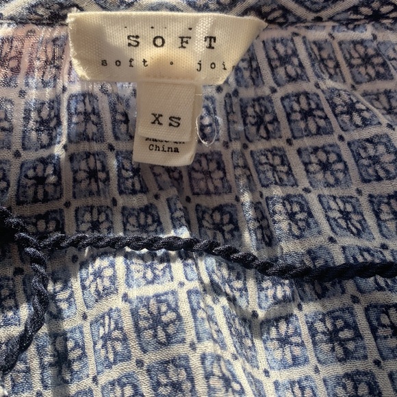 Excellent Condition, Soft Joie, Cotton Blue & White Tank Top w/ Tassel, Size XS - Picture 3 of 5